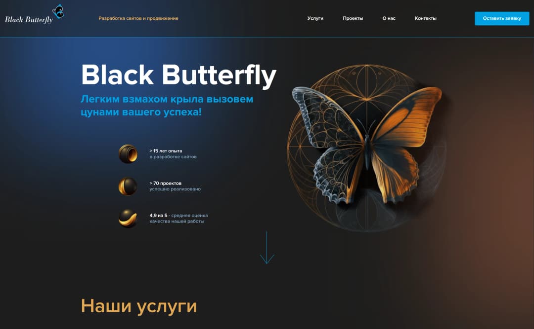 Адаптивная верстка сайта компании, занимающаяся разработкой и продвижением сайтов